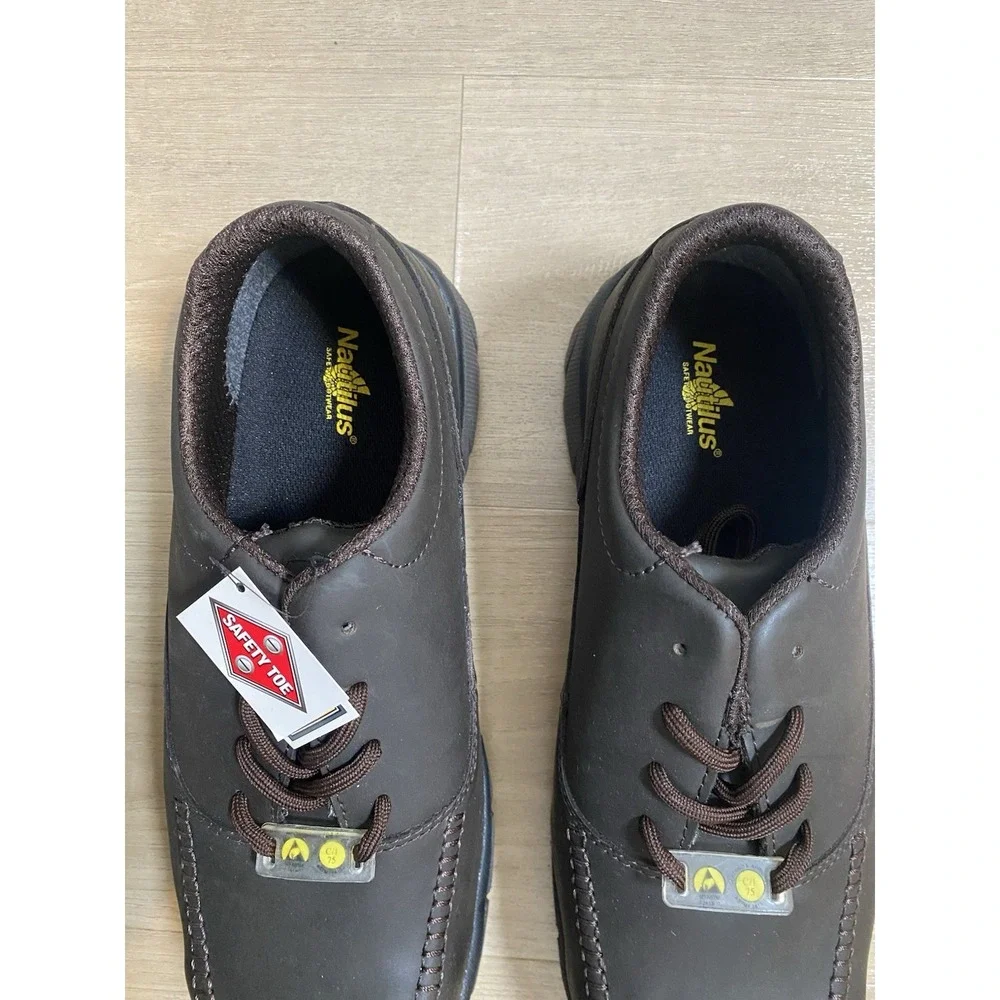 NWT NAUTILUS Safety Footwear N1645 Steel Toe Lace Up Brown Men's Size 12‎